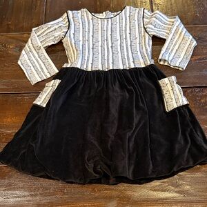 Kate Quinn Black and Cream Striped Kids Dress